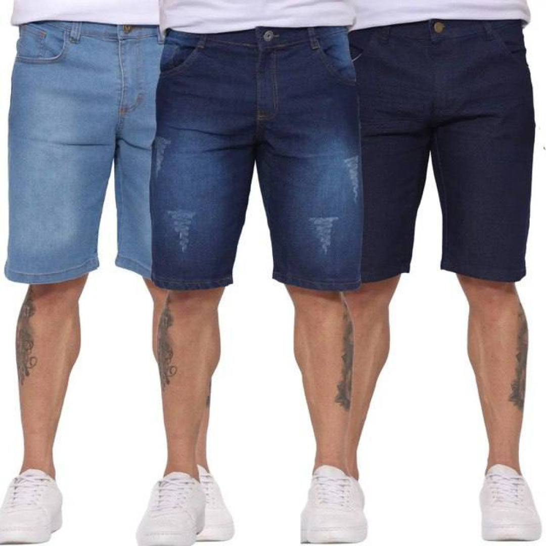 Kit 3 Bermudas Jeans Masculina  Super  Barato C/ Nf-e