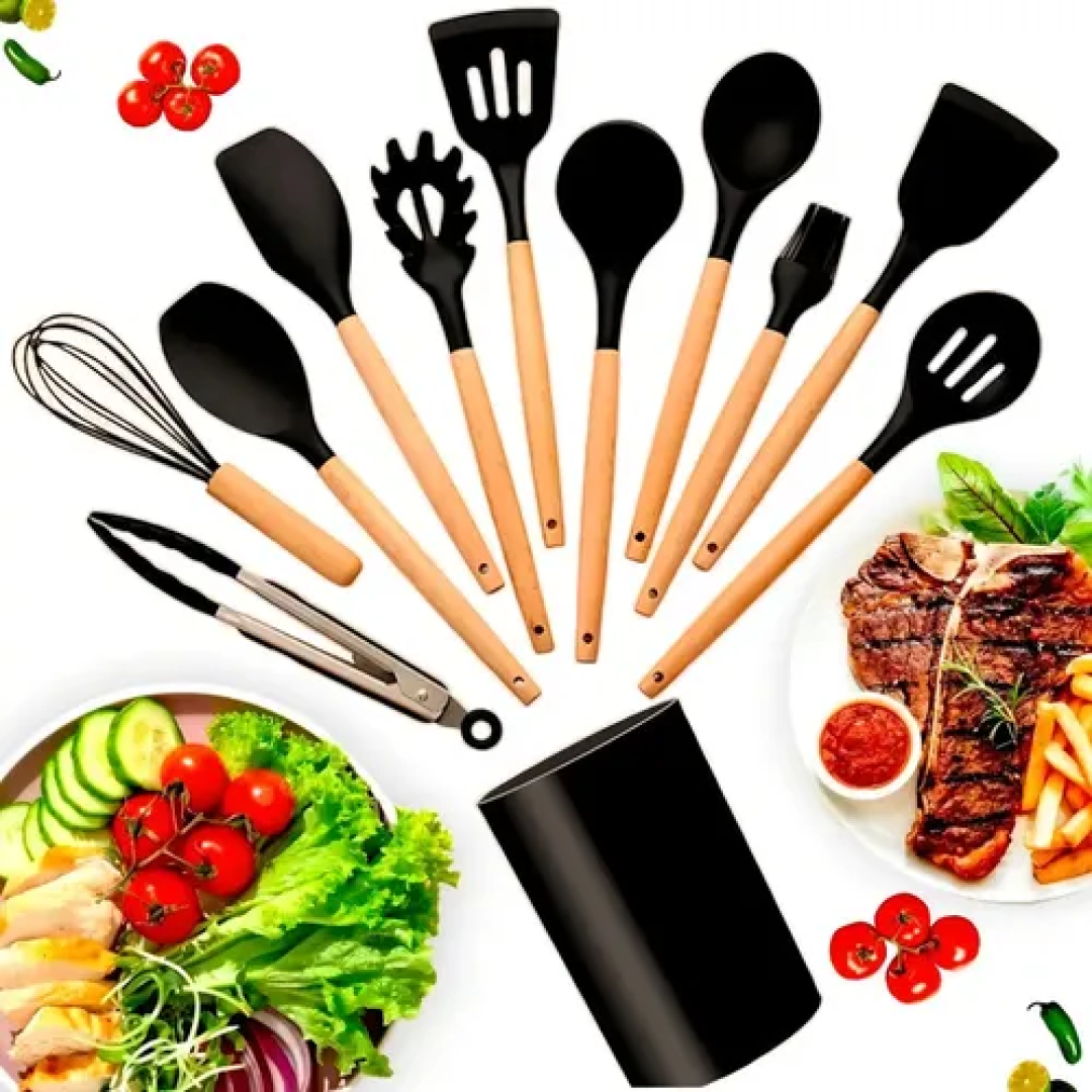 Kit com 12 Utensílios de Silicone Cozinha