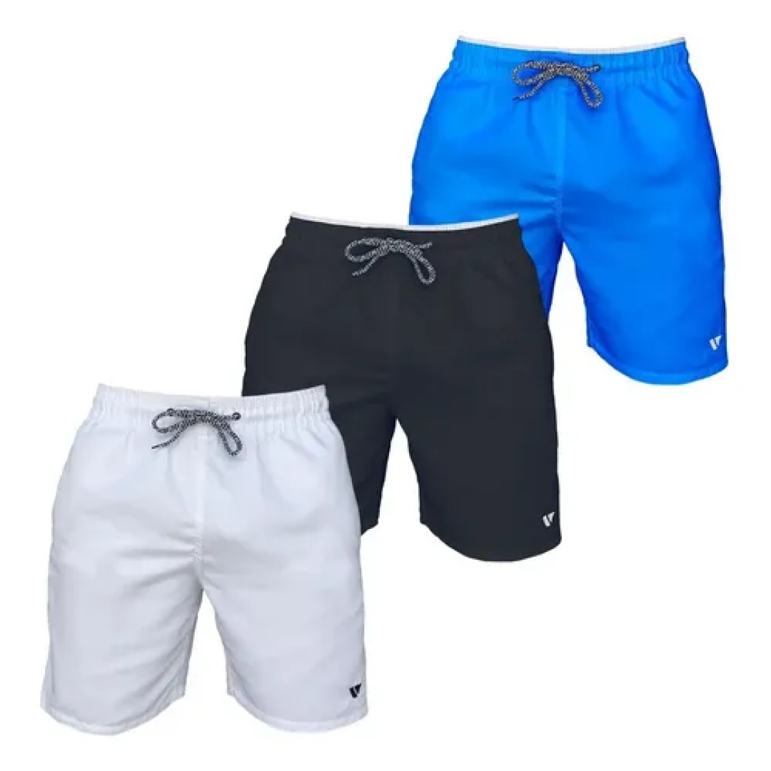 Kit com 3 Bermudas Lisas Amarração