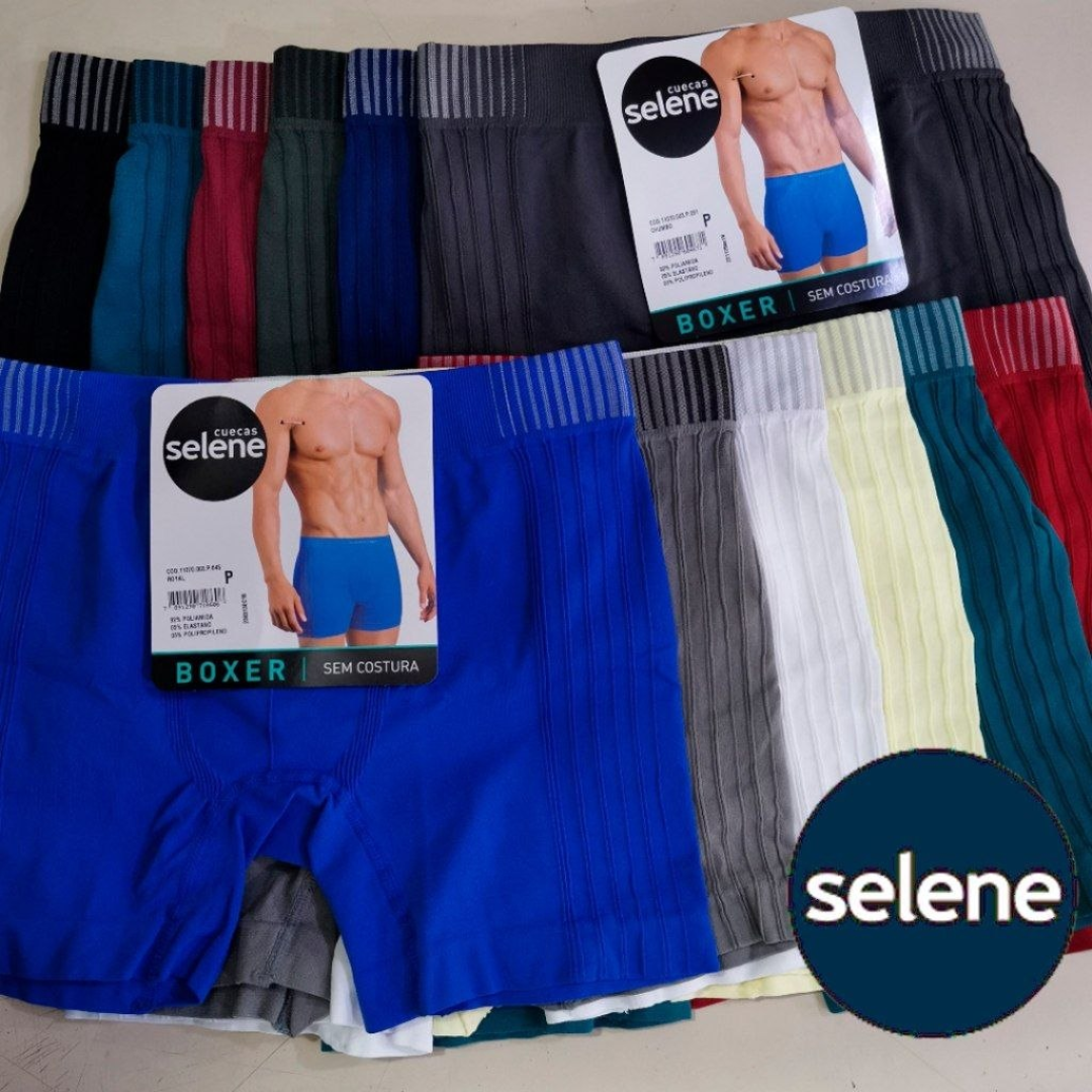 Kit 10 Cueca Boxer Sem Costura Poliamida Toque Gelado Selene