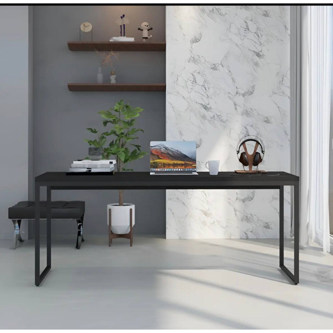 Mesa Para Escritório Diretor 1,80m Dynamica Cor Preto Ônix / Est.preta