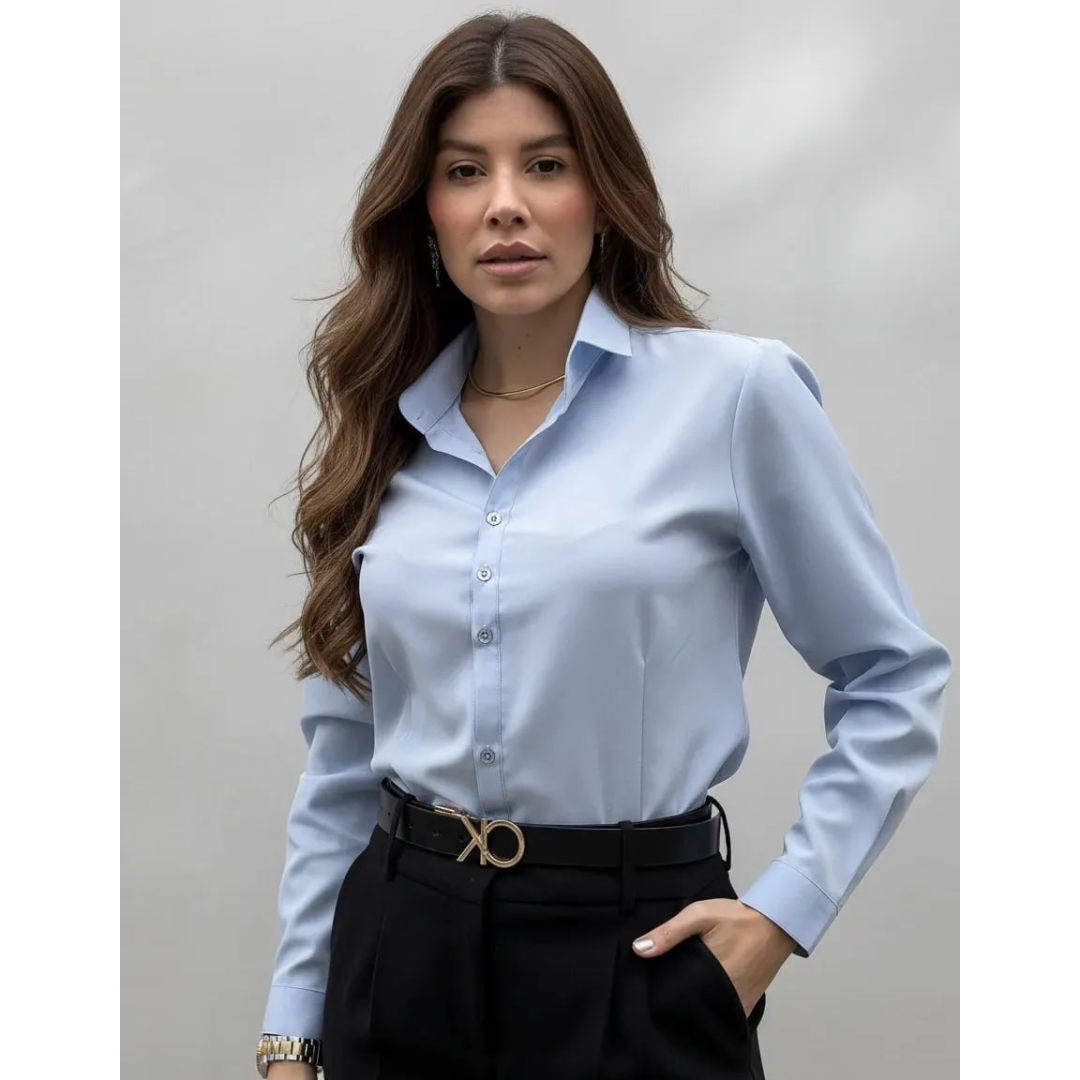 Camisa Feminina Social Manga Longa Lisa