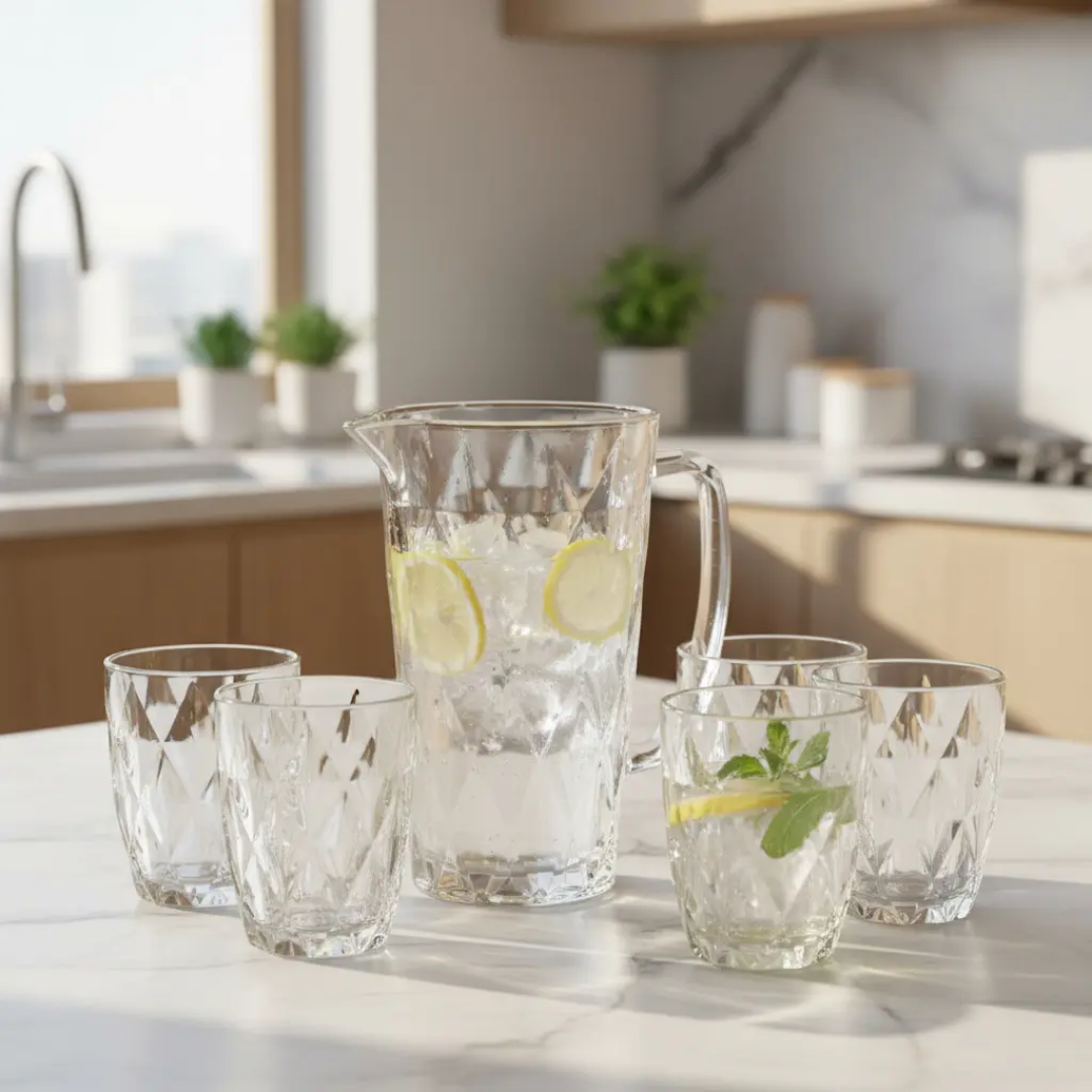 Conjunto 6 Copos Vidro 280ml + Jarra Suco 1.2L Zahav Vidro