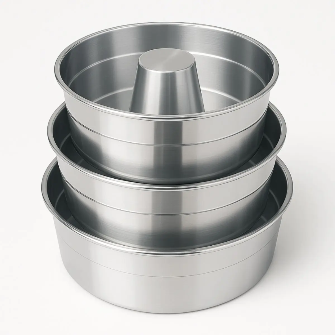 Kit 3 Formas De Bolo Assadeira Redonda Com Furo N°16 18 E 22