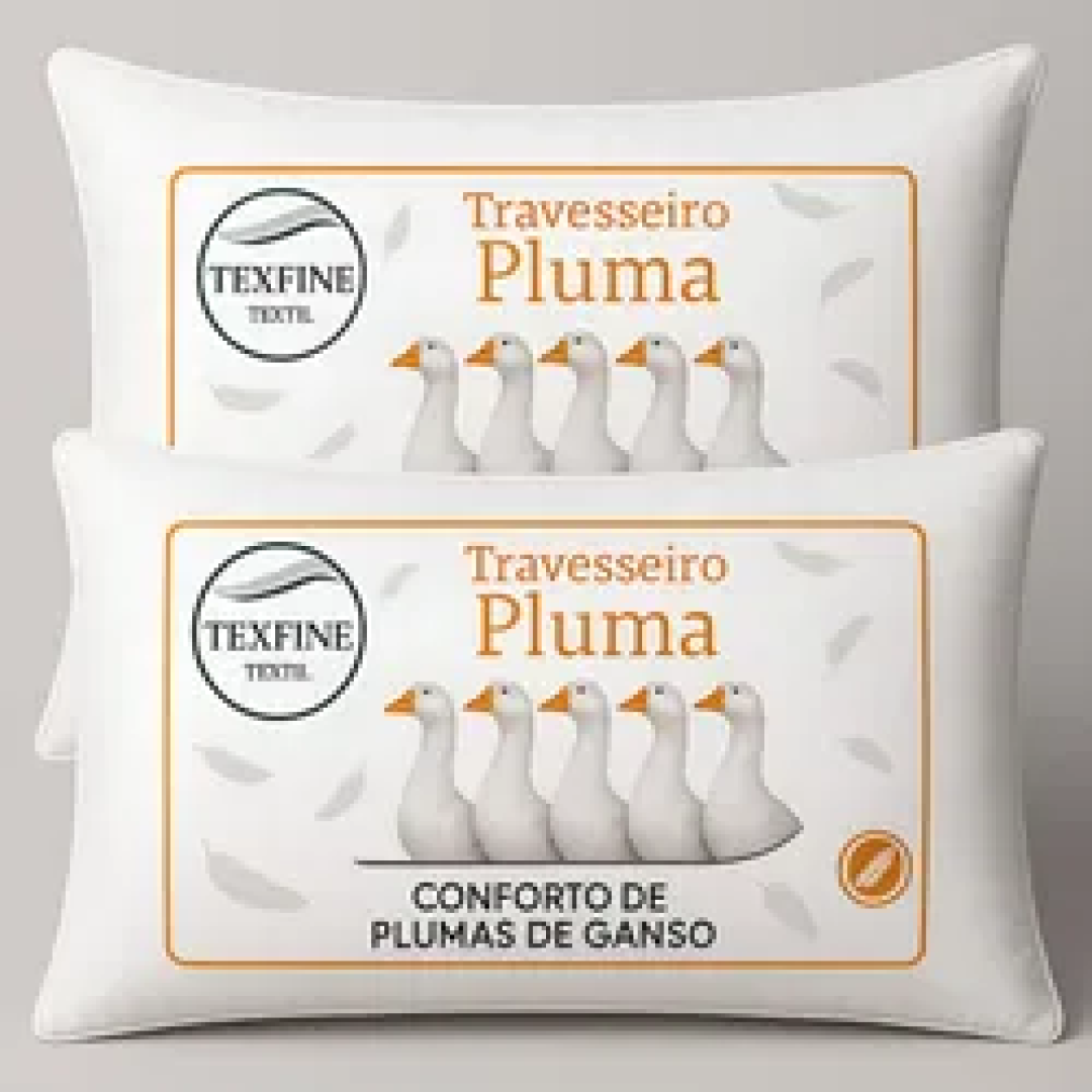 Kit com 2 Travesseiros 70x50cm Pena De Ganso