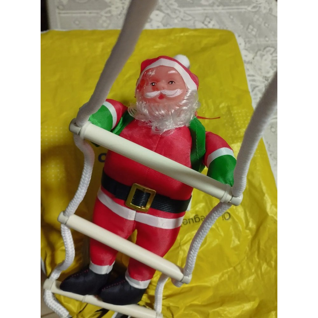 Papai Noel Escalador com Escada 30cm