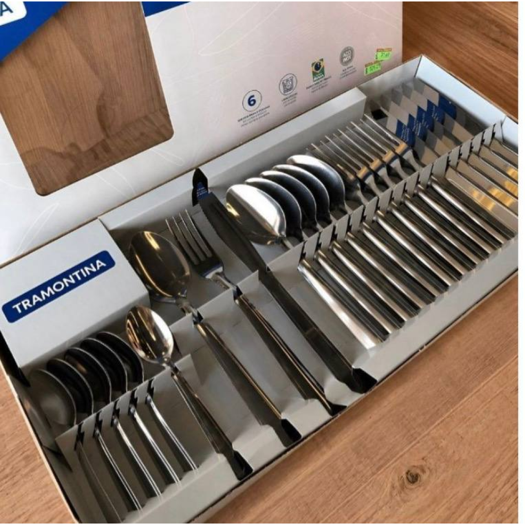 Jogo Talheres Faqueiro Búzios Aço Inox 24 Peças Tramontina Aço Inoxidável
