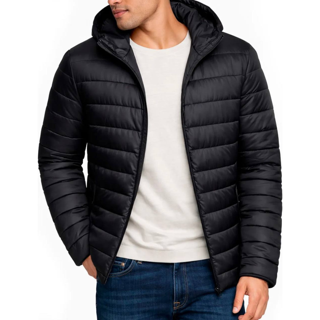 Bobojaco Masculino Impermeável Térmico Corta Vento Capuz Preto M Lisa