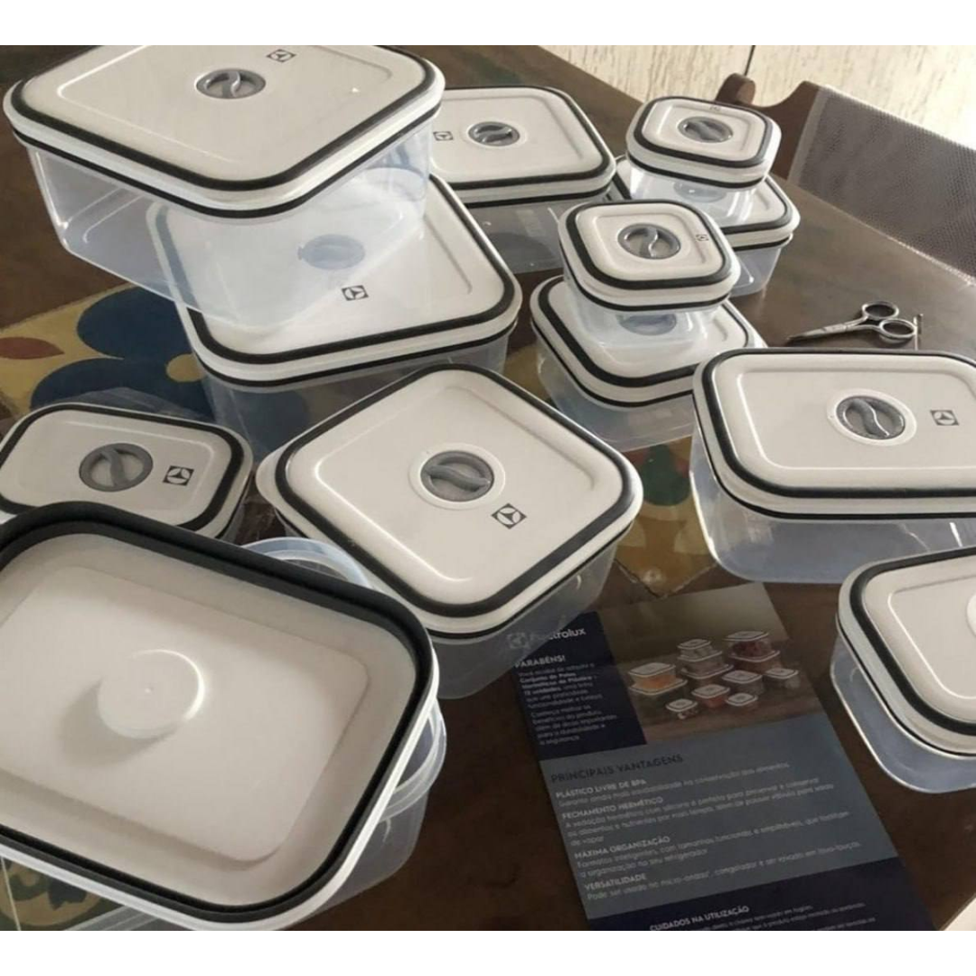 Potes Herméticos Electrolux de Plástico Cinza Retangular com 12 Unidades