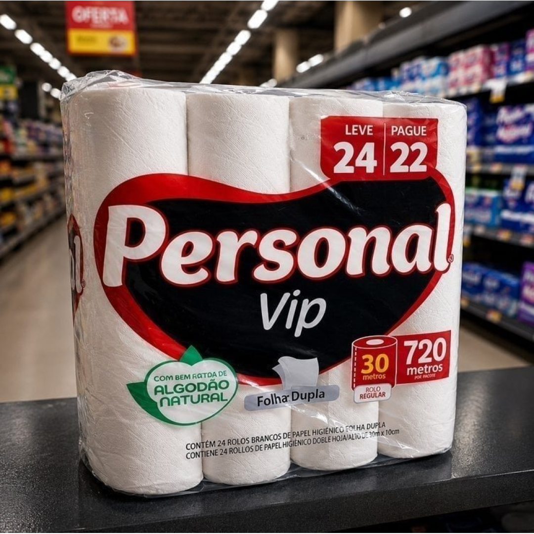 Papel Higiênico Folha Dupla 24 unidades Personal Vip