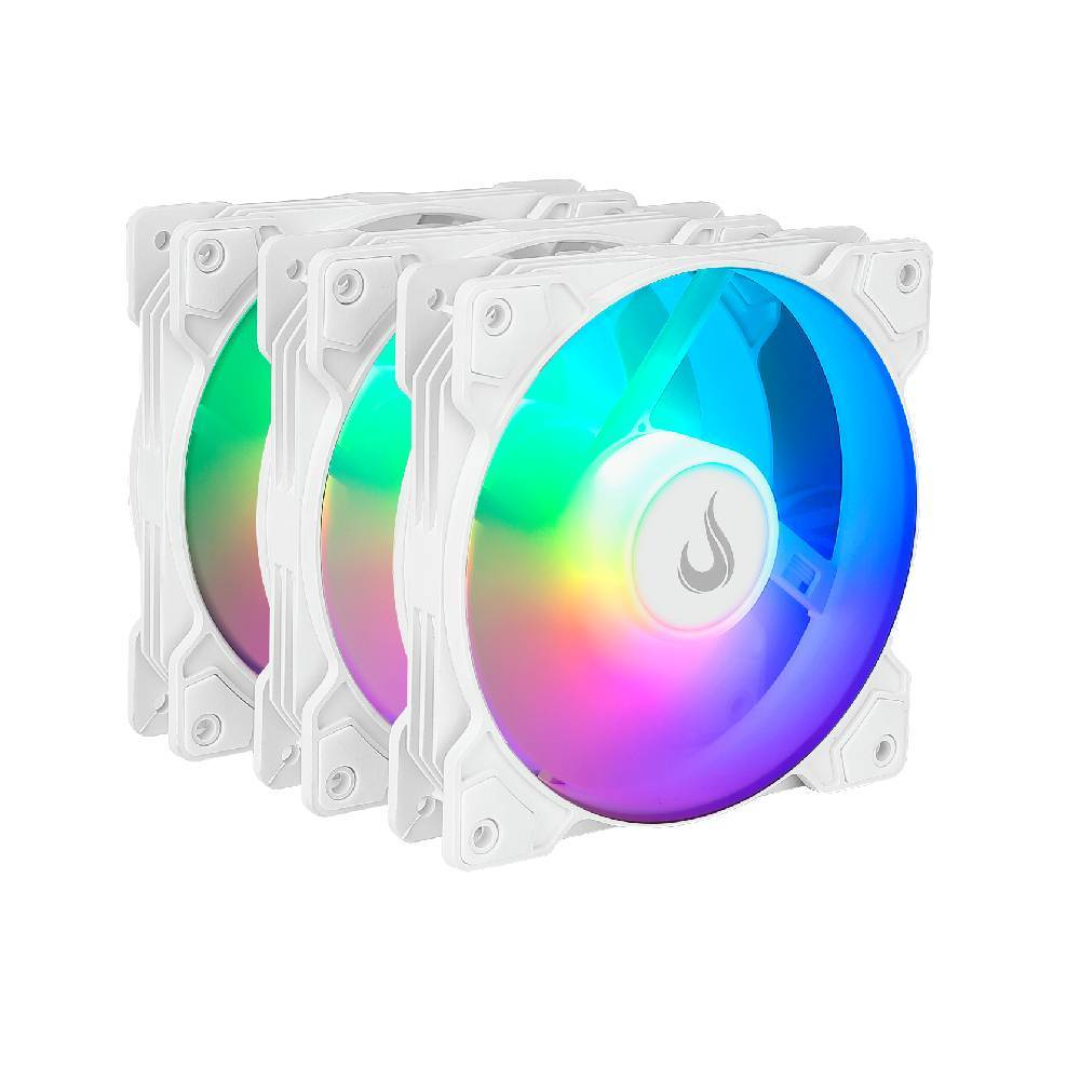 Kit C/3 Ventoinhas Rise Mode X 120mm ARGB Branco RM-XLD-02-ARGB