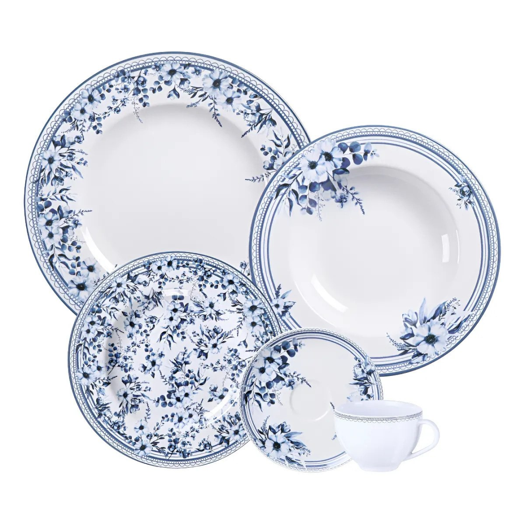 Aparelho de Jantar Tramontina Azzura Em Porcelana Decorada Cor Branco