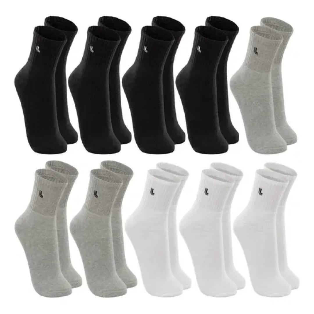 Kit 10 Pares Meias Lupo Cano Médio Alto Academia Original