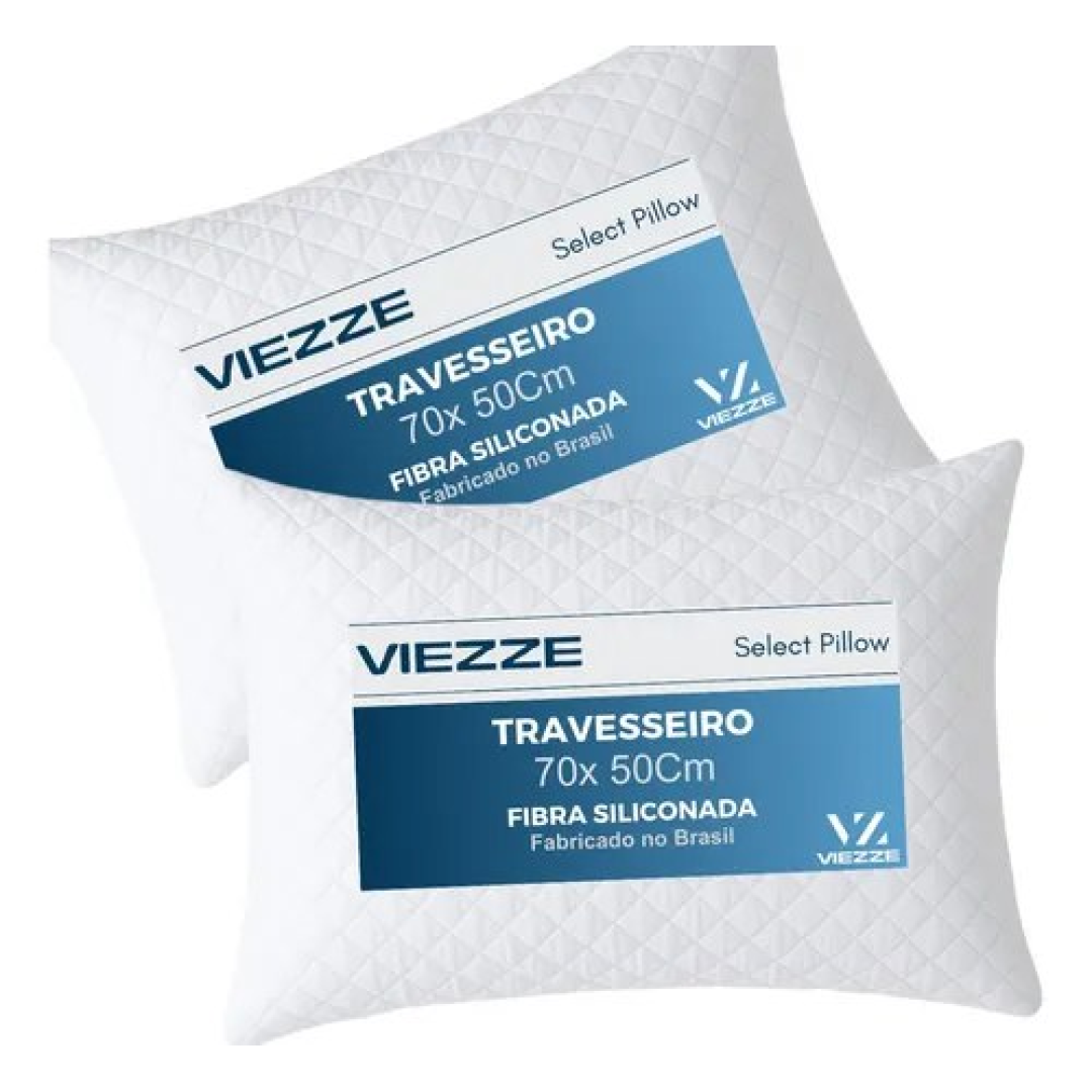 Kit 2 Travesseiros Luxo Matelado Fibra Antialérgica 70x50cm Branco