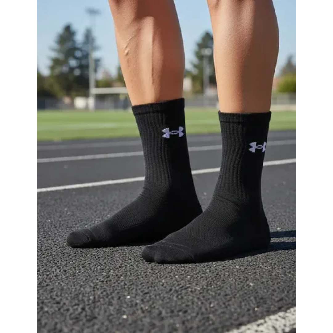 Kit C/3 Meias Under Armour Core Cotton Cano Alto Preto 36-39 Masculino
