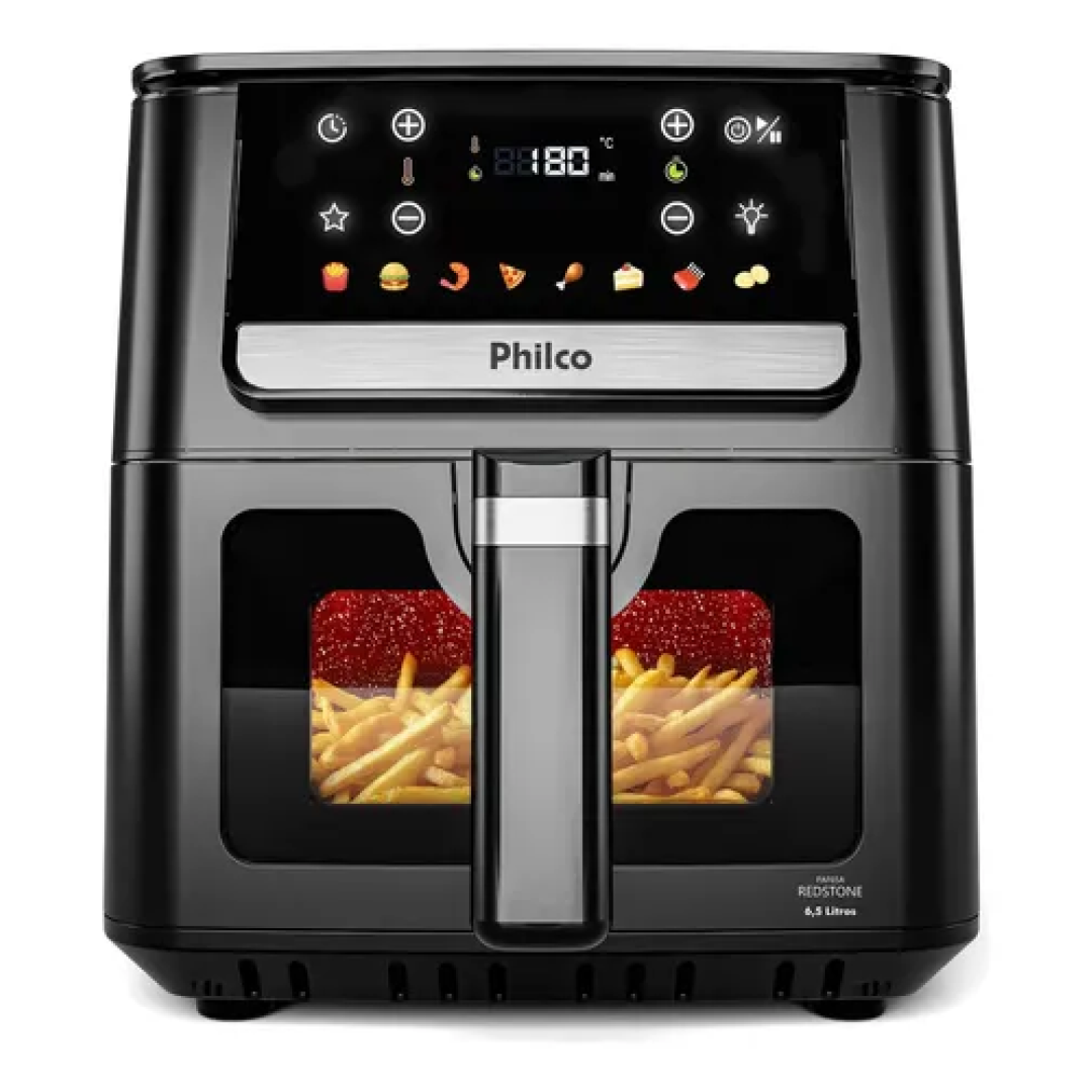 Air Fryer Philco 6,5L Visor Glass e Redstone 1700W PAF65A