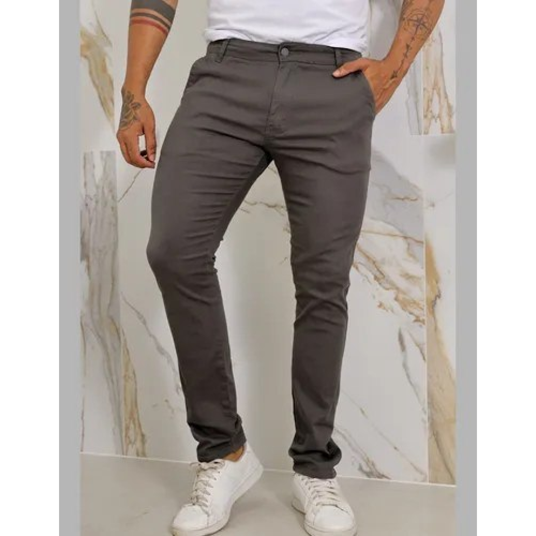 Calça Masculina Sarja Premium Esporte Fino Bolso Faca Lycra (5 cores)