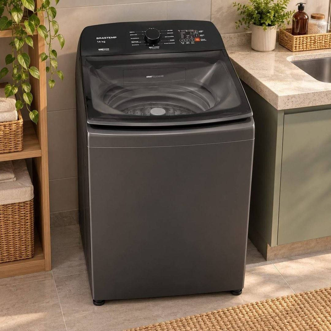 Máquina de Lavar Brastemp 14Kg Cinza Smart Sensor- BWJ14A9