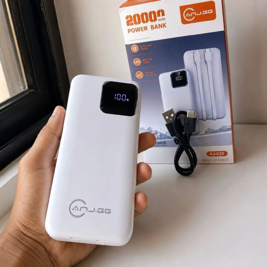 Carregador Portátil Power Bank Turbo 20000mah 22.5w Universal Para iPhone Samsung Motorlola Xiaomi Com Display Digital Preto ou Branco- Hardline