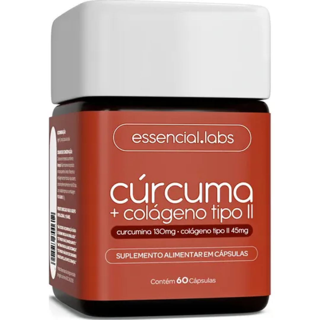 Essencial.Labs Cúrcuma 130mg + Colágeno Tipo II 45mg 60 Cápsulas