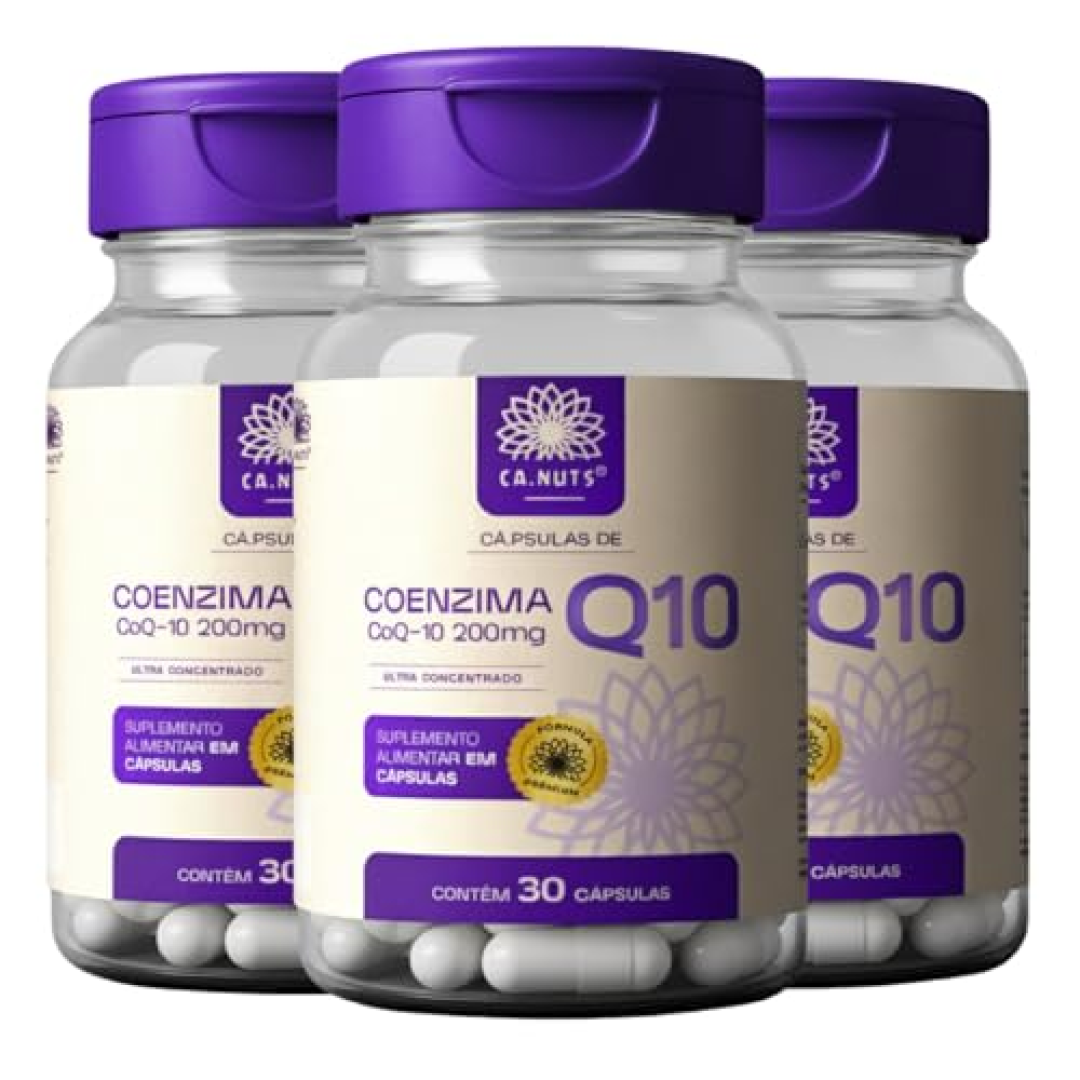 Coenzima Q10 200mg Ubiquinona COQ10 Premium Ultra concentrado (3 Potes 90 Cápsulas)