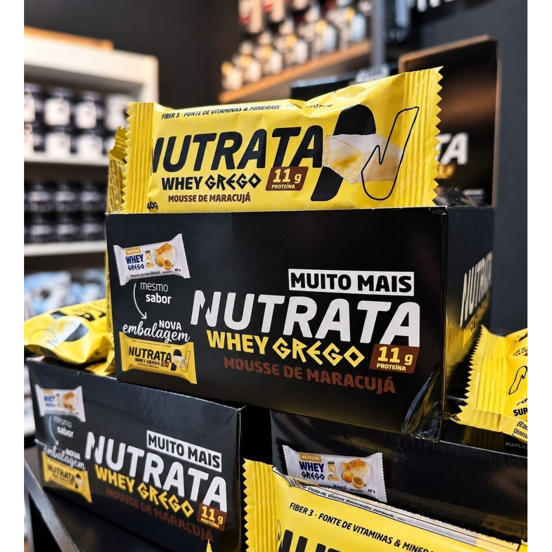Display 12 Unidades Barra Whey Grego Nutrata 40g Mousse De Maracujá