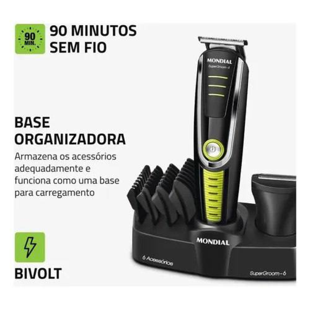 Aparador de Pelos Mondial Super Groom 6 Bivolt