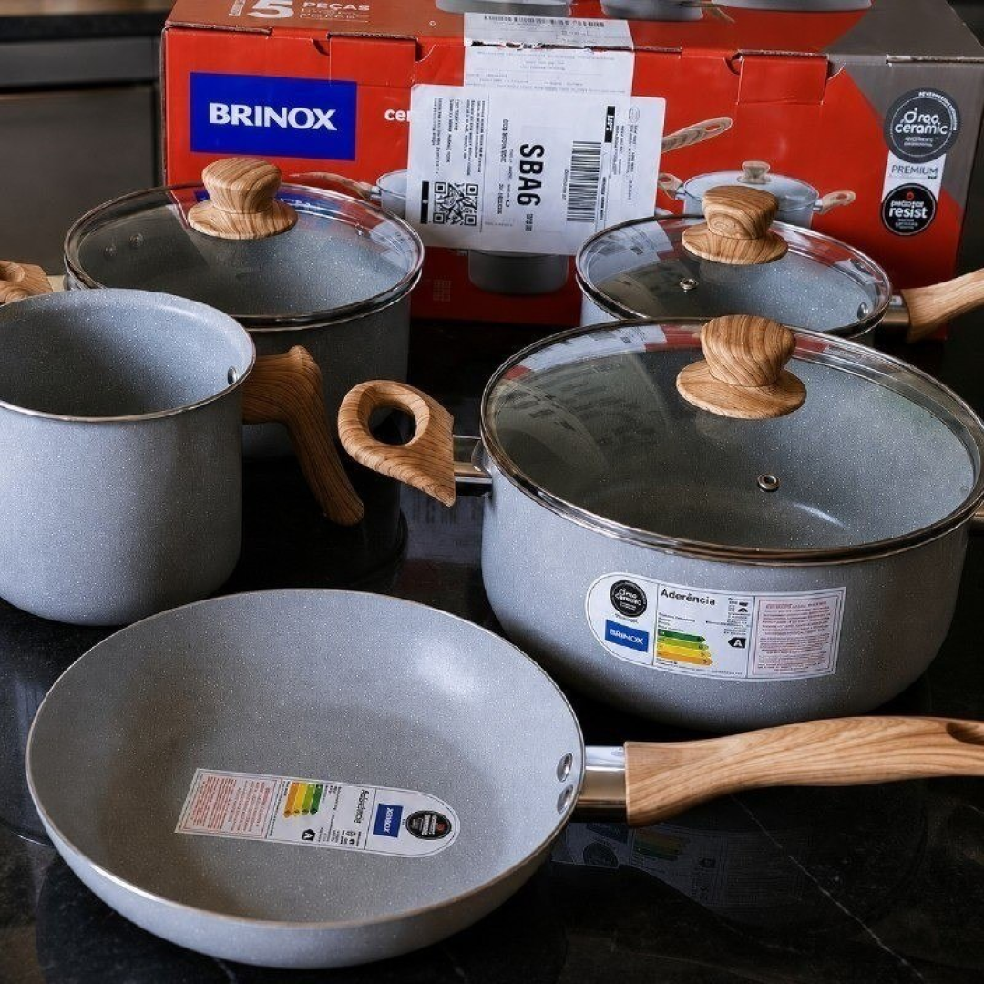 Jogo de Panelas 5 Peças Brinox Ceramic Life