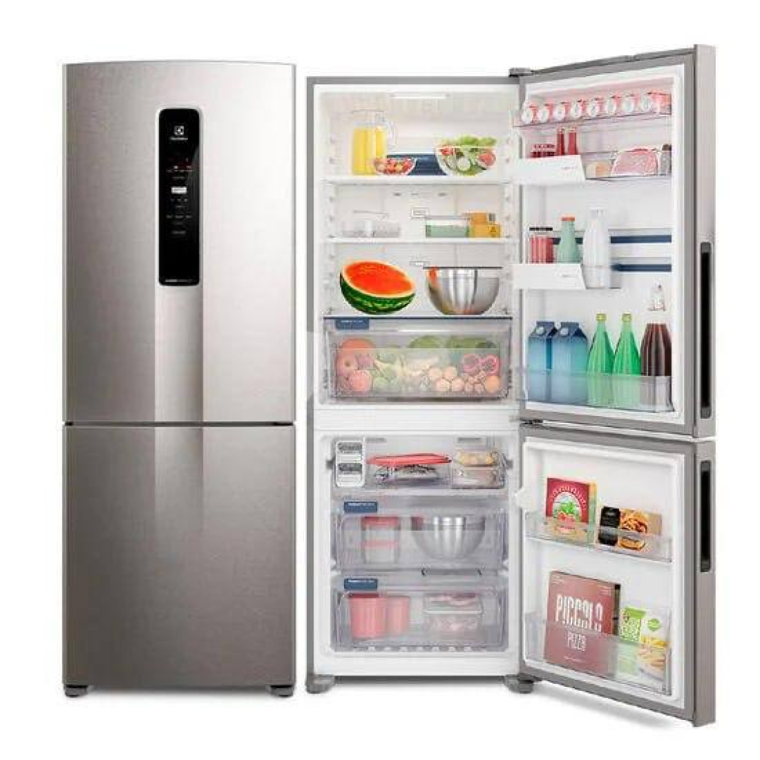 Geladeira Electrolux Frost Free 490L Efficient com AutoSense Inverse Inox Look (IB7S) 220V