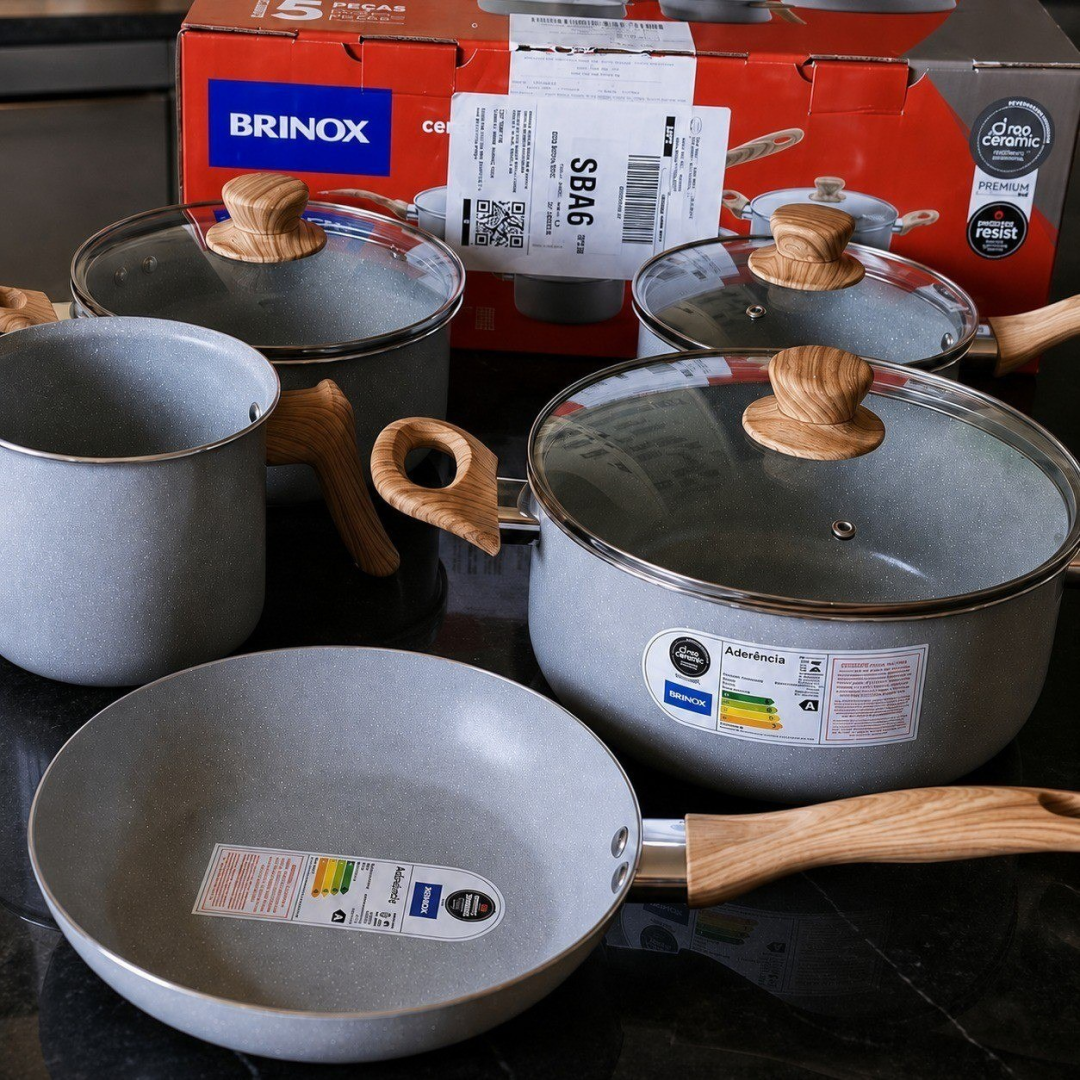 Jogo de Panelas 5 Peças Brinox Ceramic Life