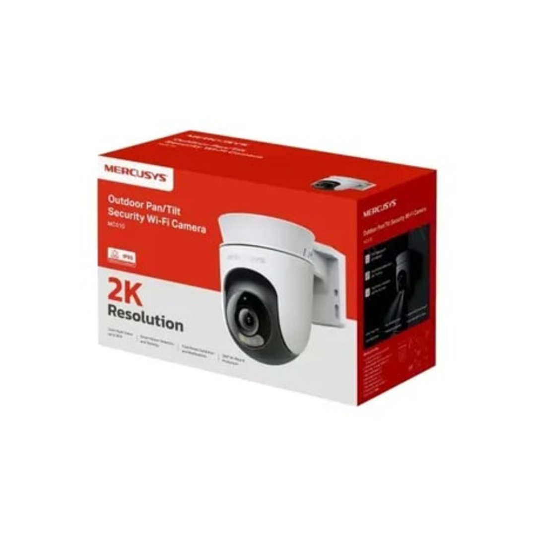 Mercusys MC510 Câmera de Segurança Wi-Fi Externa 2K 3MP, Rotação 360°, Visão Noturna Colorida, Detecção de Pessoas e Rastreamento de Movimento, IP65, Áudio Bidirecional, Alexa e MicroSD até 512 GB