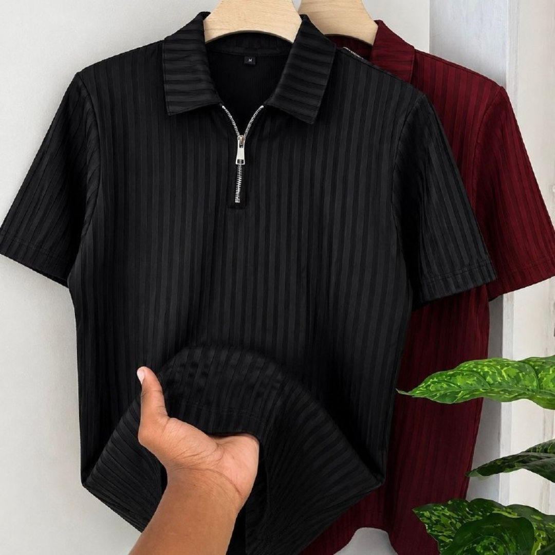 Kit com 2 Camisetas Polo Canelada Com Zíper
