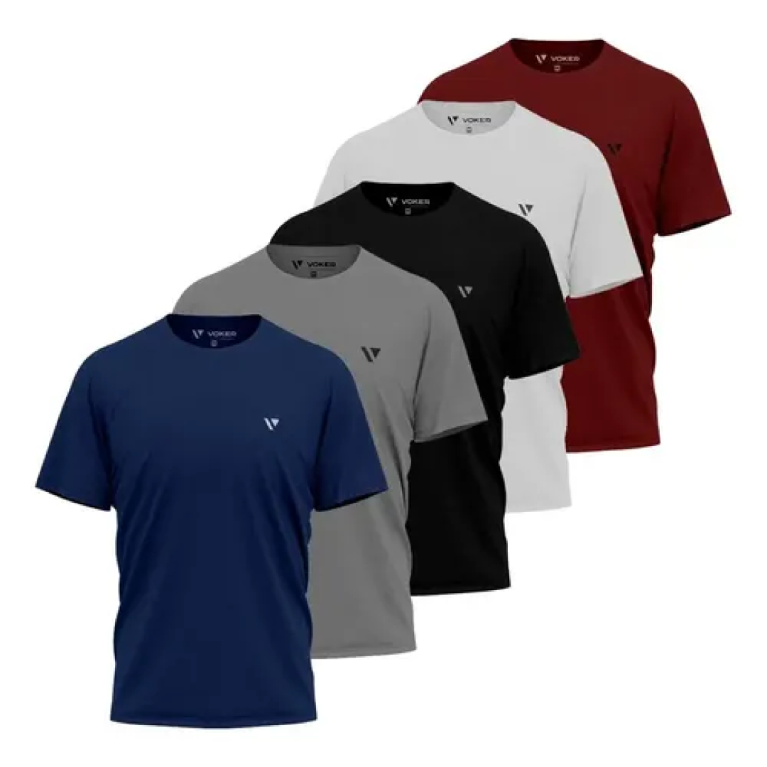 Kit com 5 Camisetas Slim Voker 100%