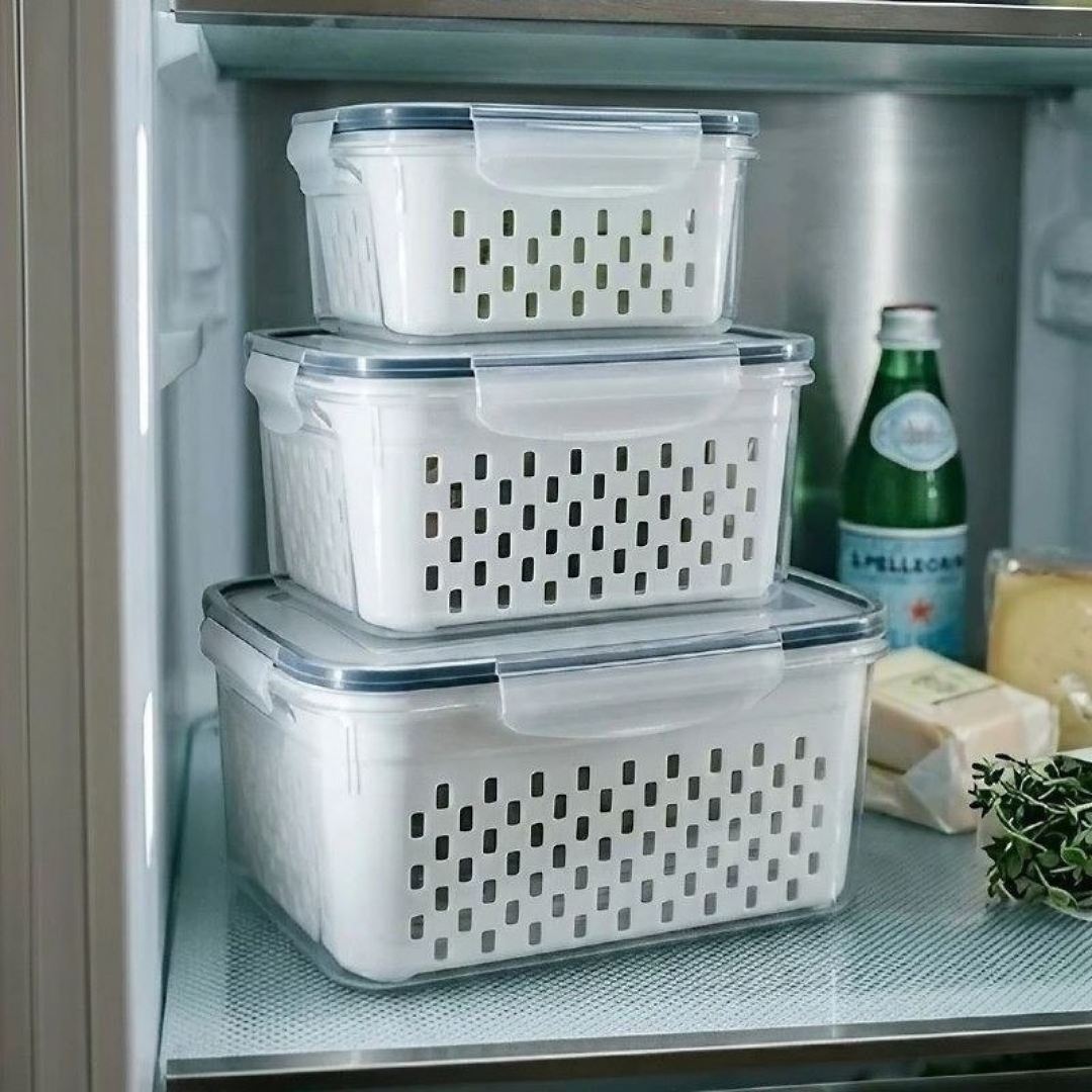 Kit com 3 Organizadores Geladeira Alimentos