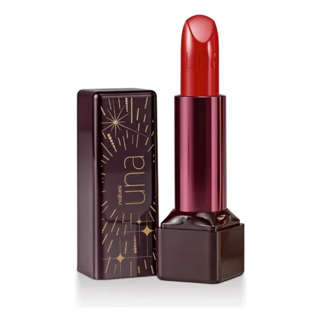 Batom Vermelho 02-Natura Una Brilhante Longa Duração FPS25 3,8g