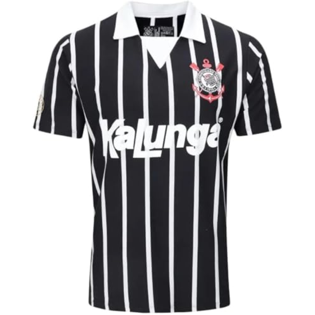 Camisa Polo Corinthians Retrô Kalunga Masculina Preta
