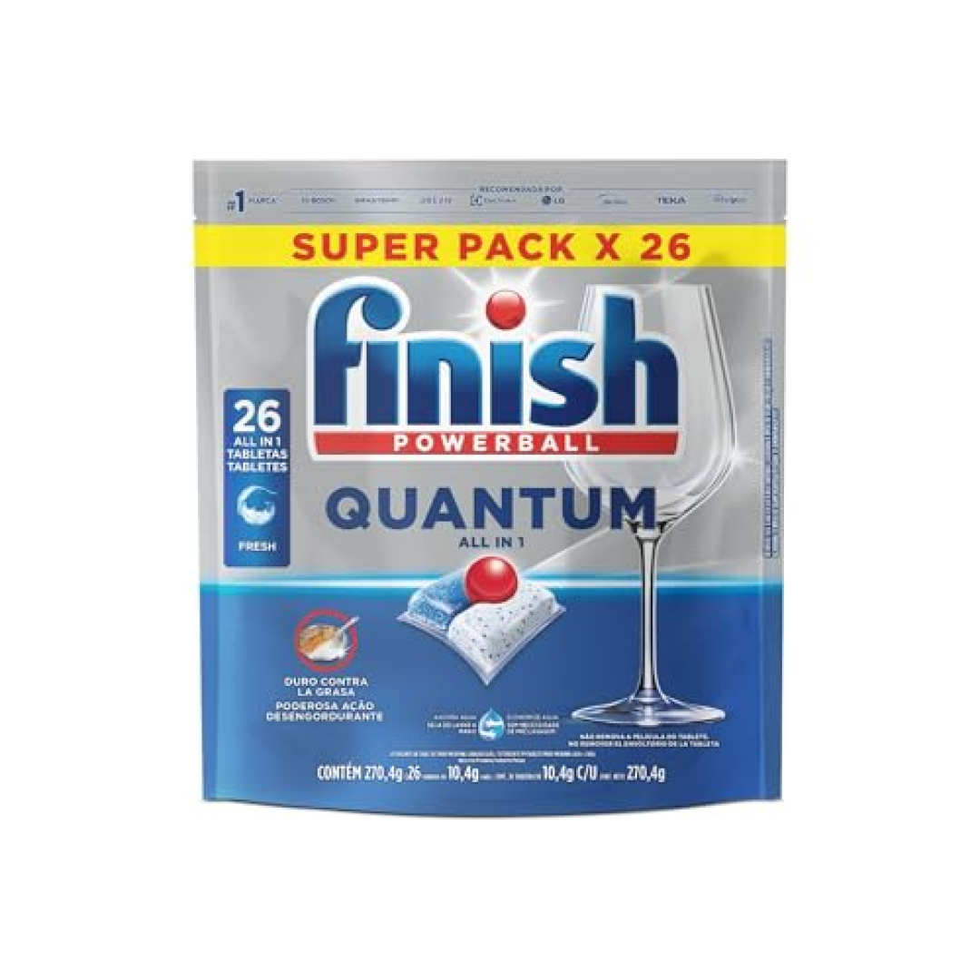 Detergente Finish Quantum All in 1 para Lava Louças 26 Tabletes