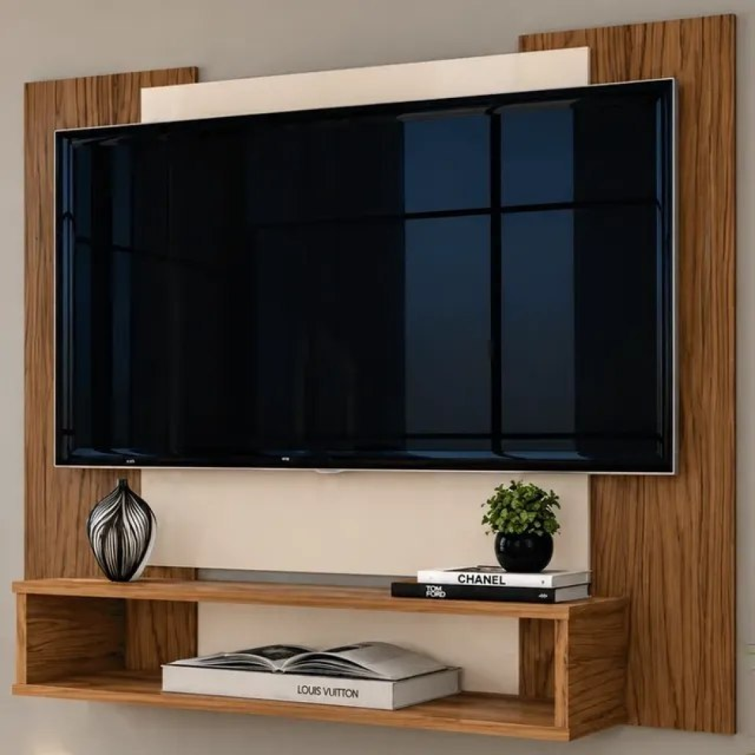 Painel Para Tv Até 50 Polegadas Suspenso Com Nicho Para Sala Freijó/off White