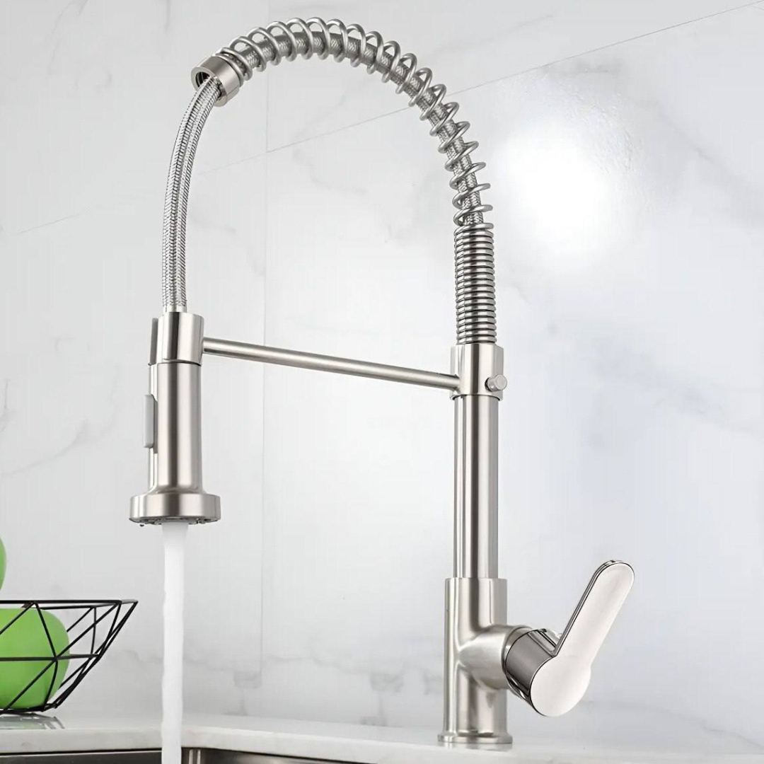 Torneira Cozinha Gourmet Bancada Flexível Monocomando Pia Prateado B22-silvery