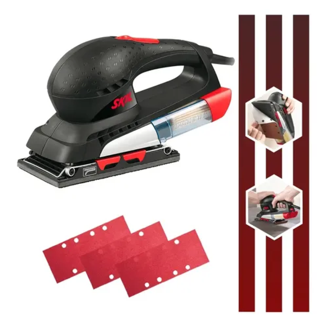 Lixadeira Orbital Modelo 7351 Potência de 200W Com 3 Lixas e 1 Coletor de Pó Skil