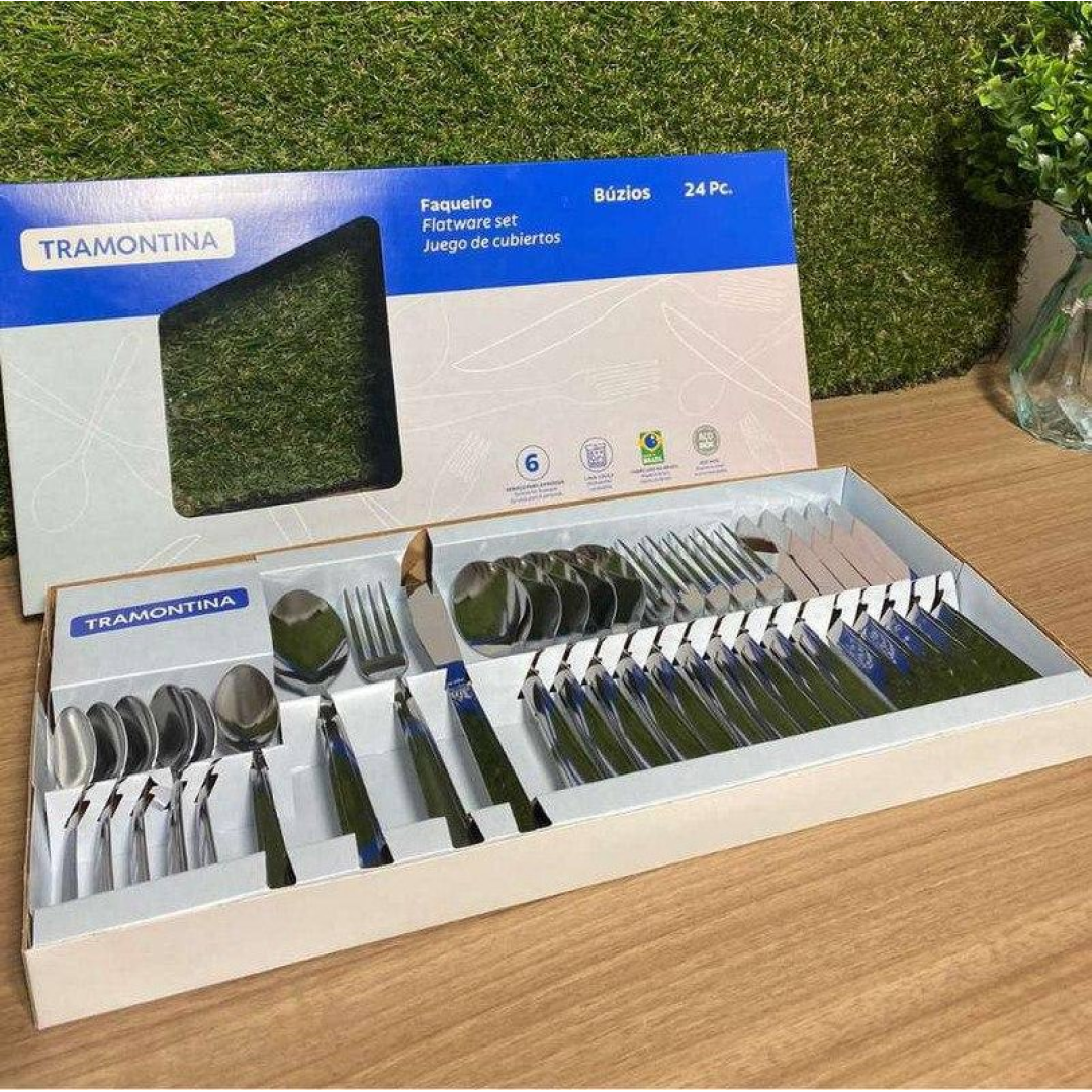 Jogo Talheres Faqueiro Búzios Aço Inox 24 Peças Tramontina