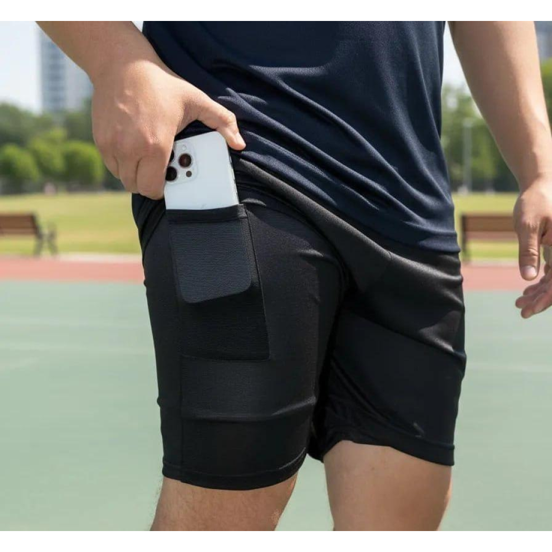 Kit com 4 Shorts 2 Em 1 Duplo Dryfit