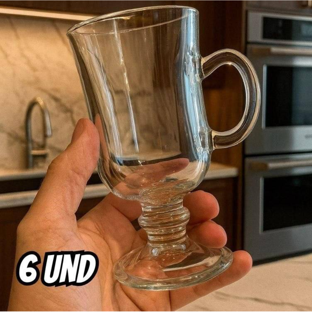 Conj 6 Xícaras Taça Alta Capuccino Chocolate Café 125ml Transparente