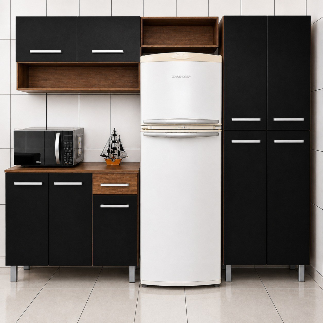 Armário de Cozinha Modulada Completa Compacta Emilly