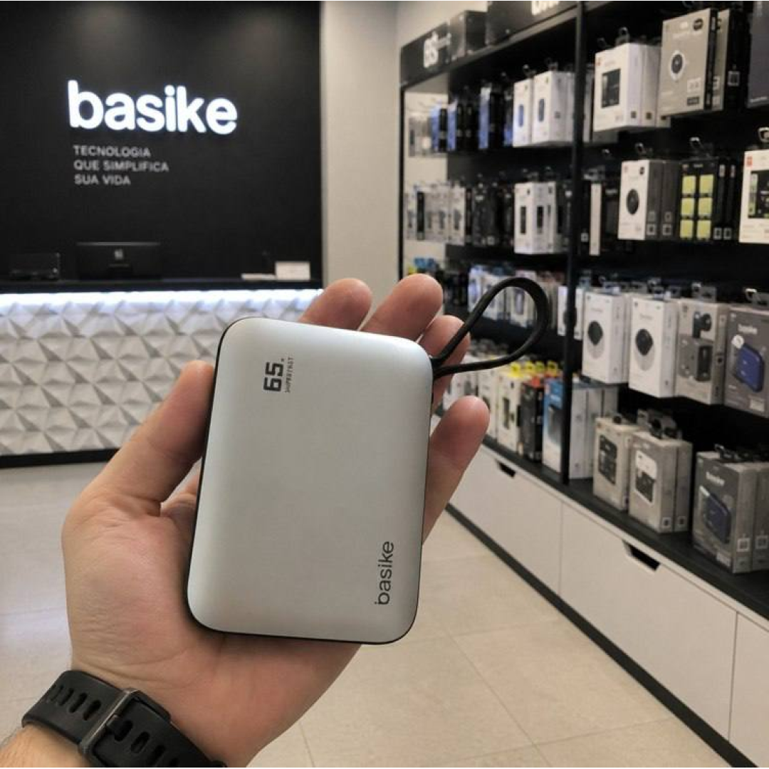 Power Bank Basike 20000mAh para Notebook e Celular com Cabo USB-C 65W