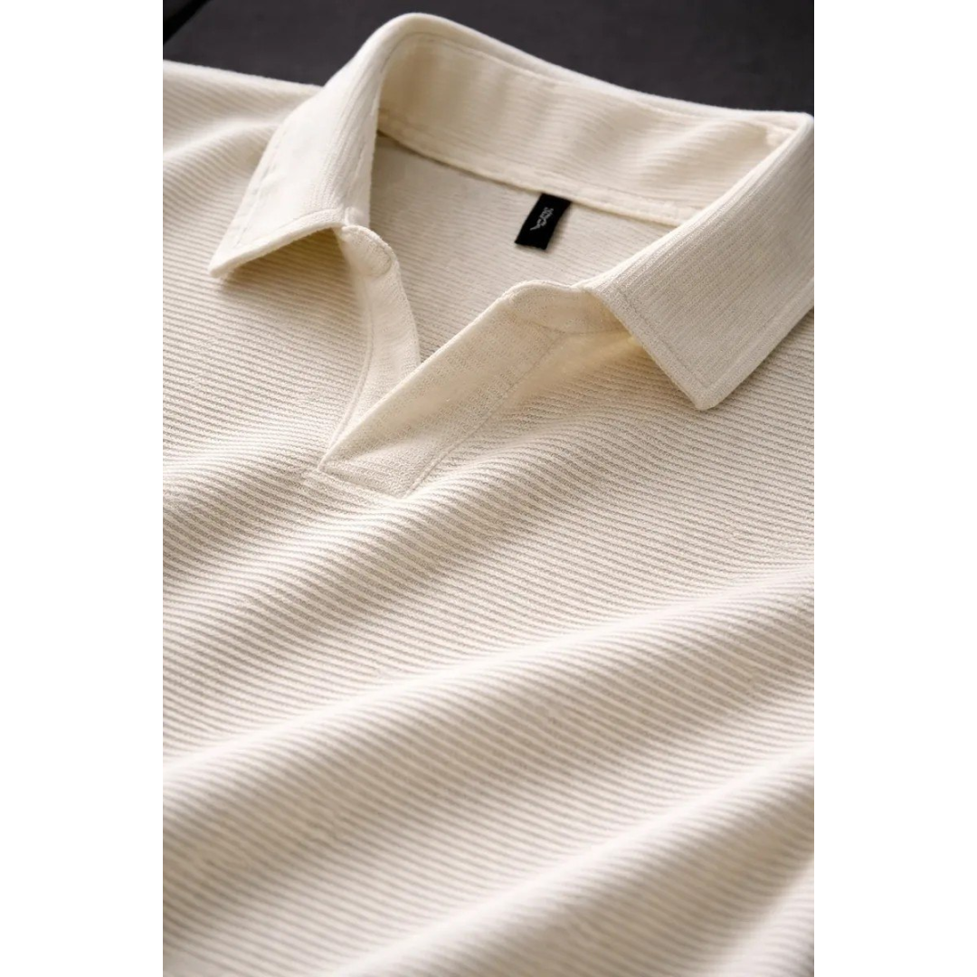 Camisa Polo Texturizada Sem Botão