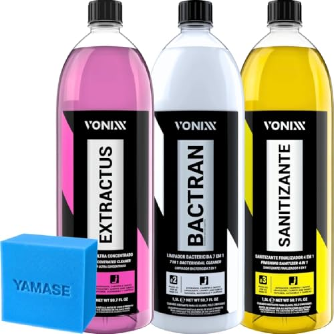 Kit Sistema Vsc Limpeza de Estofados Sofa Banco Extractus Bactran Sanitizante 1,5L Vonixx Espuma Yamase