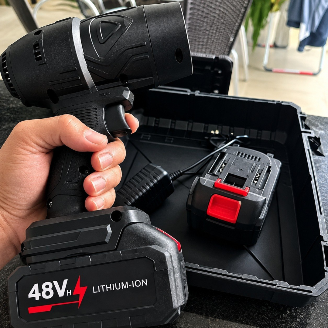 Soprador de Folhas e Pó Turbo Portátil 48V + 2 Baterias