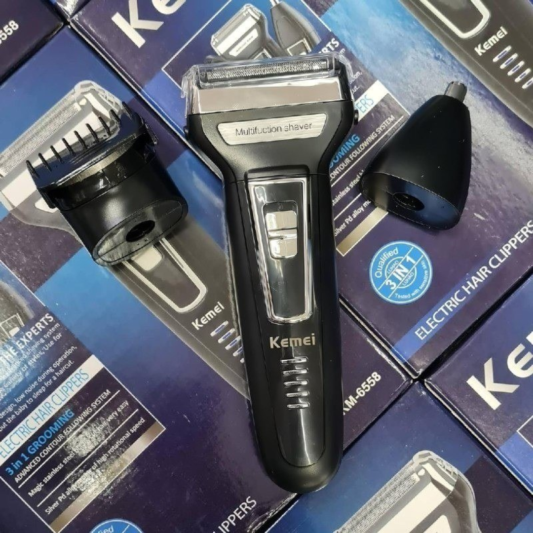 Barbeador E Cortador De Cabelo 3 Em 1 Kemei