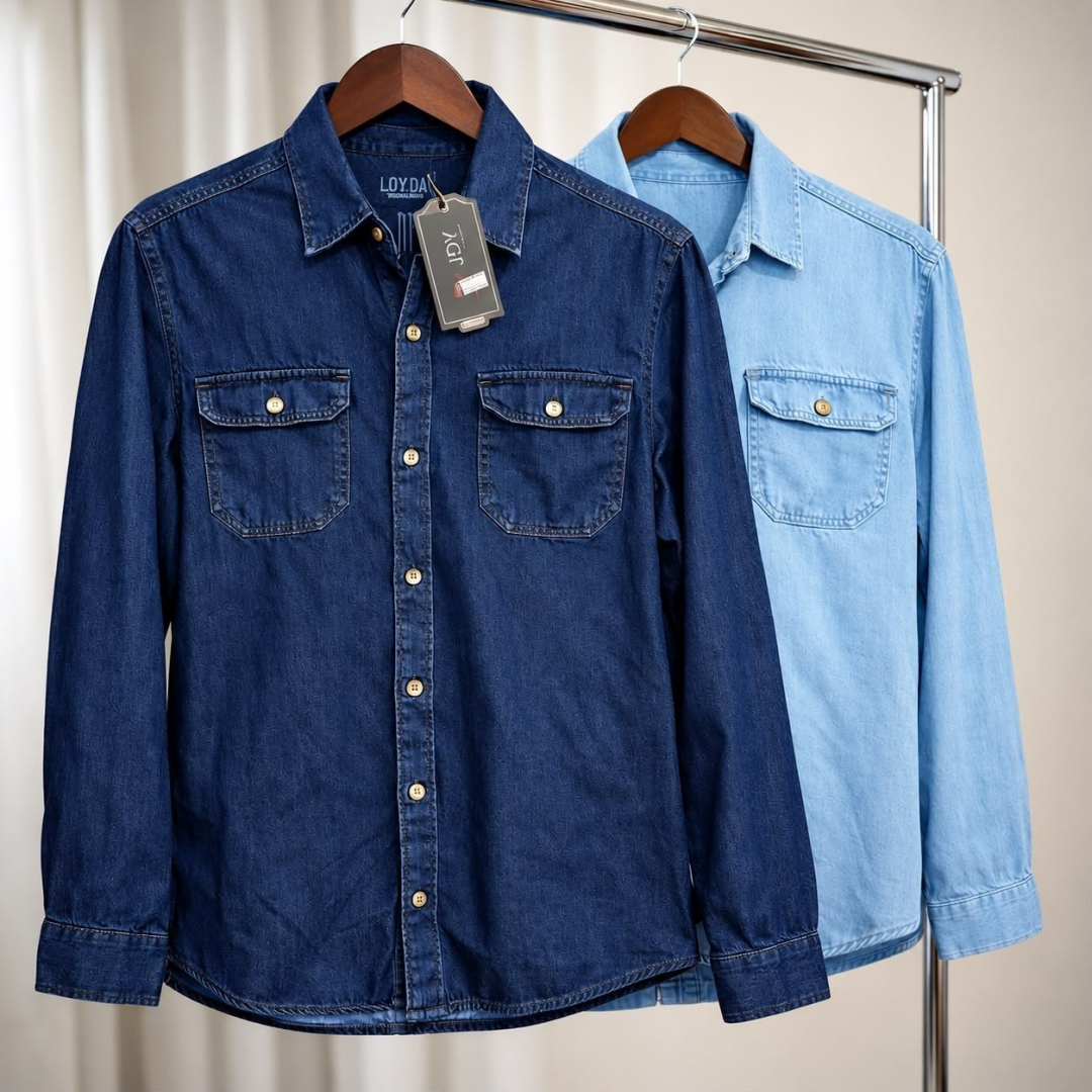 Camisa Jeans Social Manga Longa Slim